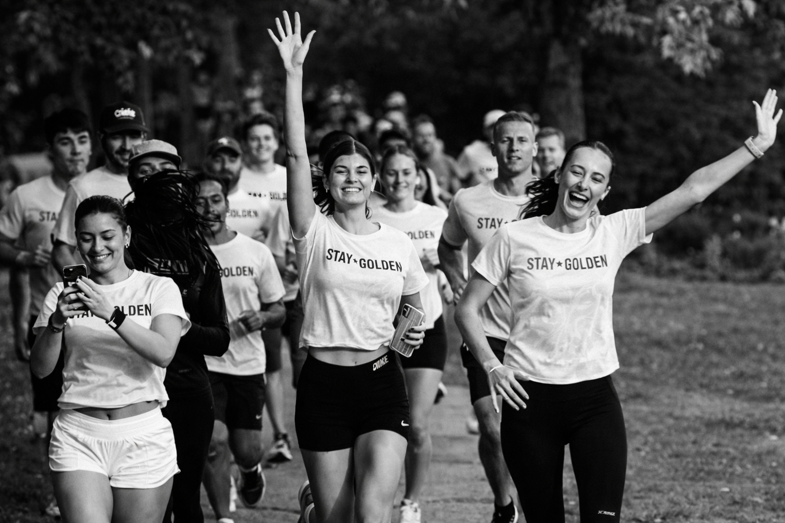 A community of Stay Golden runners moving together with joy