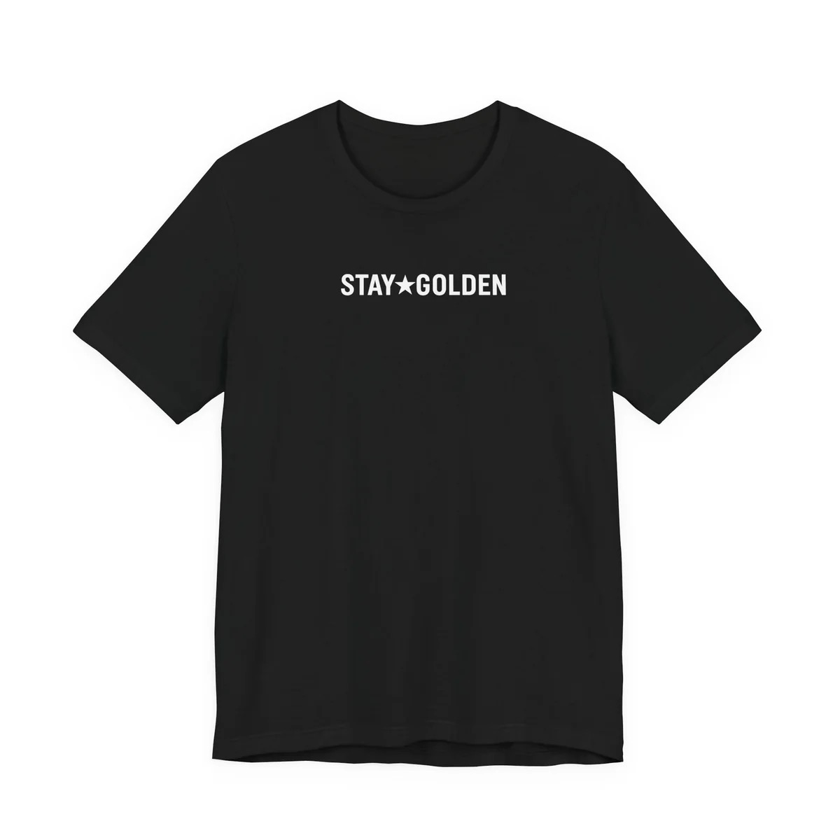 Stay Golden black cotton tee — given with every $33+ donation